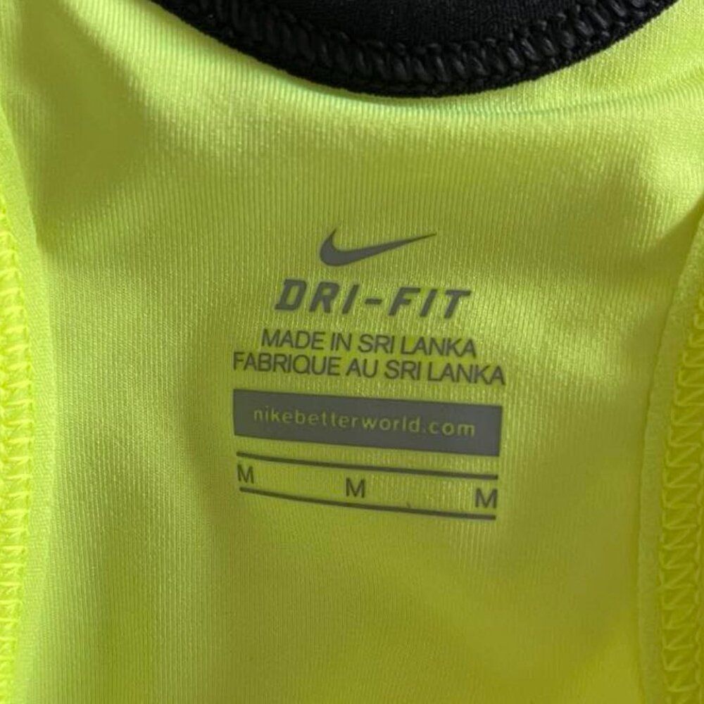 Women’s Running Dri Fit Nike Racerback Tank Top Size  M Black Neon Yellow - Picture 4 of 7